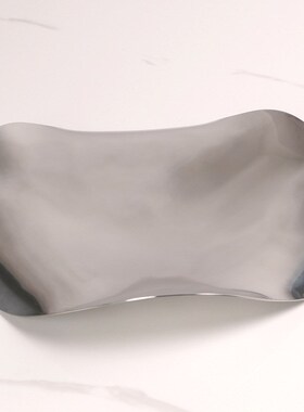 现代金属托盘几何不规则抽象银色收纳盘茶几客厅桌面.装饰品摆件