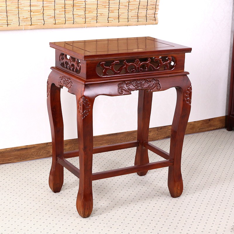 品质仿古典榆木茶几中式方形实木质花架边几花盆架盆景飘窗桌矮桌 - 图2
