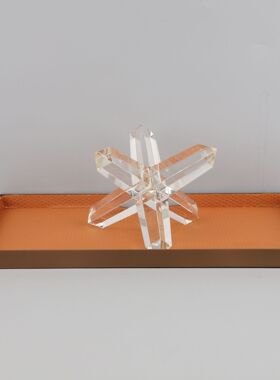 现代轻奢水晶金属蘑菇棕色托盘摆件玄关书房客厅样板房收纳装饰品