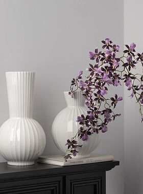 景德镇花瓶陶瓷设计师款大口径白色花瓶插花高级感家居装饰摆件