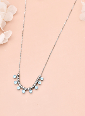 朗同星恋项链小众精致爆闪锆石项链女高级感轻奢百搭锁骨链钛钢链