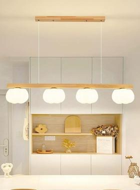 餐厅吊灯2023新款岛台创意棉花柿子餐桌饭厅吧台灯奶油风原木灯具