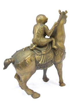 家居装饰商务金属工艺品铸铜人物马上封猴摆件