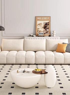 新款法式奶油风猫抓布沙发客厅小户型直排沙发云朵出租屋沙发