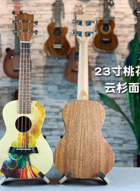 无标尤克里里23寸云杉桃花芯面单四弦吉他UKULELE