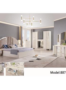 热销中东豪华卧室家具双人床设计现代风格时尚套房