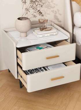高颜值床头柜实木新款轻奢家用简约小型卧室感极简收纳床边柜