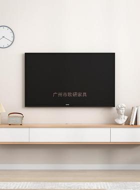 实木悬空壁挂式电视柜悬挂客厅挂墙小户型日式原木风极简悬浮上墙
