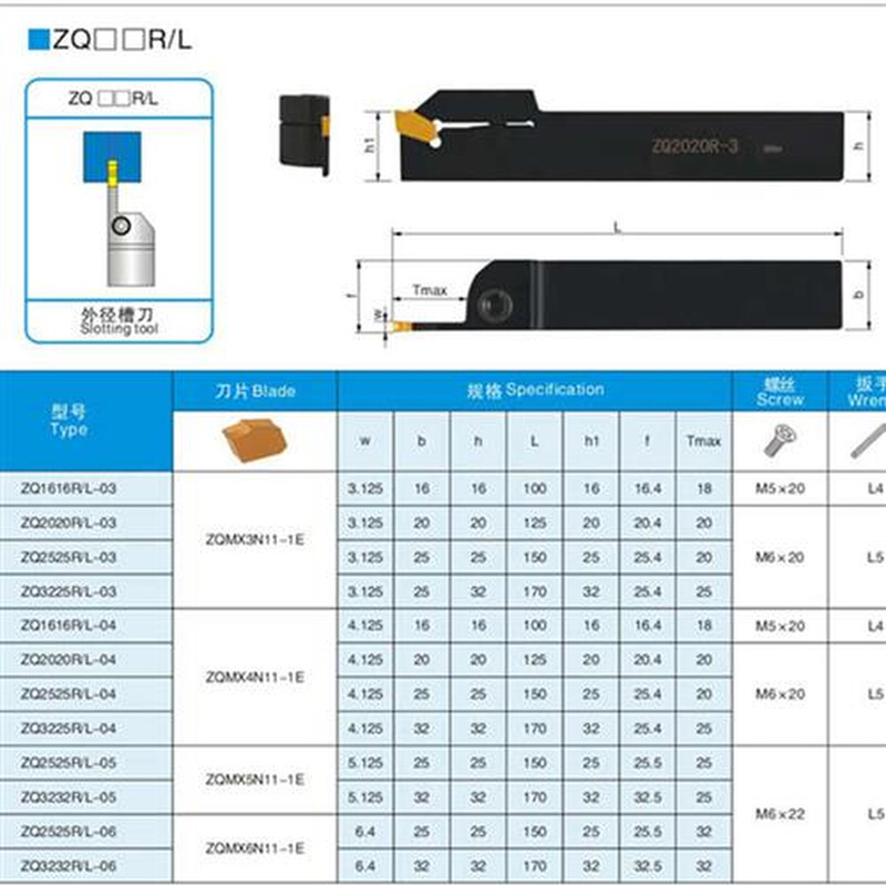 切断杆/外径切槽/外割/外槽杆ZQ1616R/2020R/2525R-3-4-5 - 图0