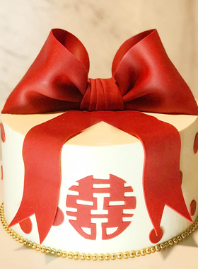 2024创意新款网红翻糖蝴蝶结女神妈妈流行仿真生日蛋糕模型定制