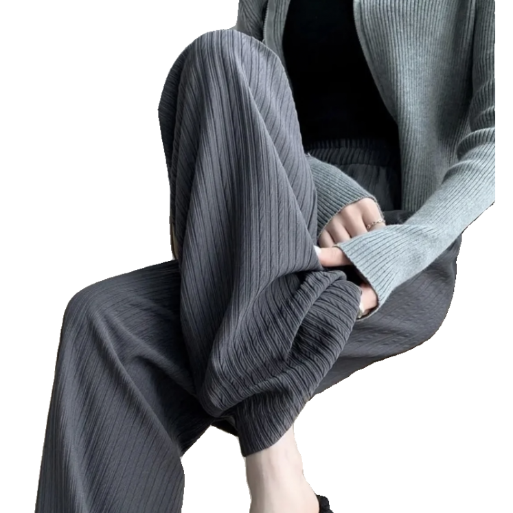 YZ窄版阔腿新泡芙裤2024年春季新款高腰直筒垂感休闲垂感小个子