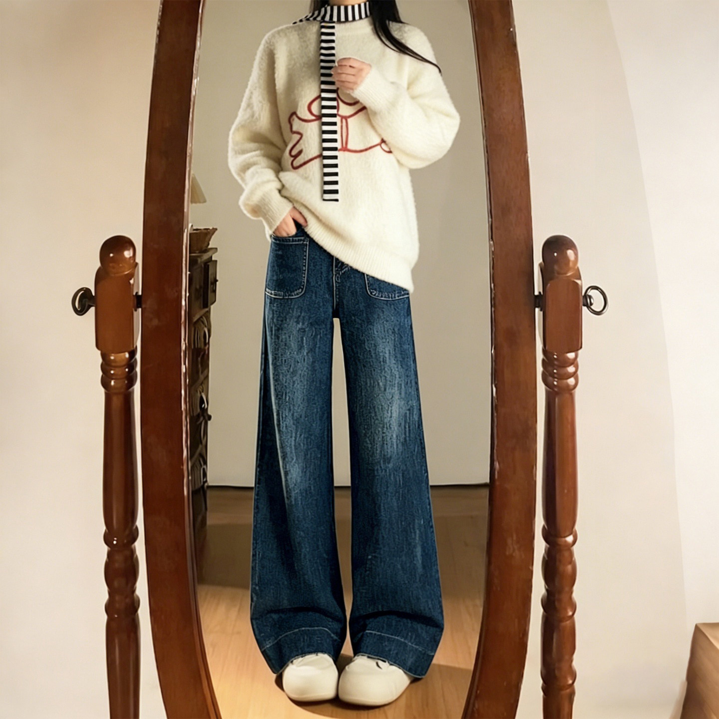 300斤大码女装胖mm设计感阔腿牛仔裤女高腰显瘦遮胯百搭直筒裤子,淘宝优惠券,粉丝福利购,淘宝优惠卷