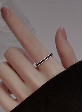 极速黑色戒指女设计小众开口戒指B女时尚个性戒指2022年新款潮