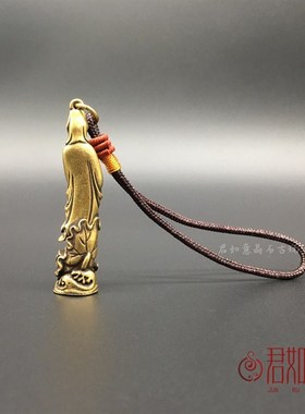 极速古铜佛像小寸佛随身站立提篮观音铜像竹篮观音小W铜像挂件钥