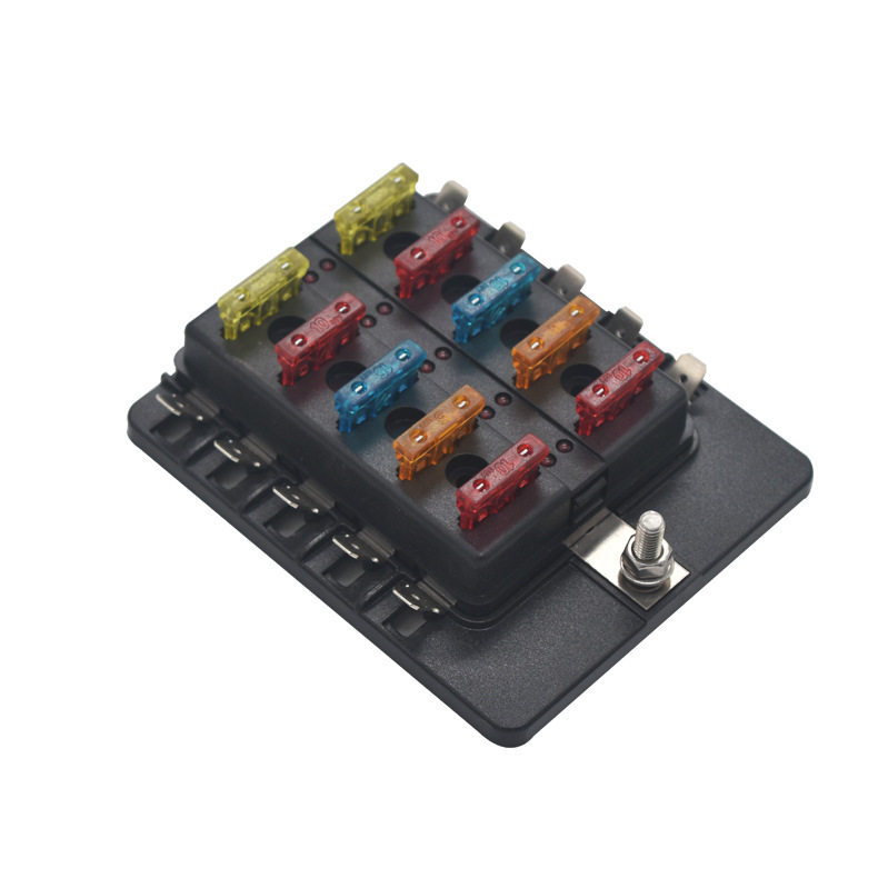 汽车房车改装保险丝盒 带LED灯保险盒 带正极插片式10路保险丝座,淘宝优惠券,粉丝福利购,淘宝优惠卷