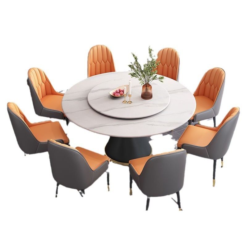意式岩板餐桌椅组合现代简约吃饭桌子轻奢大理石家用圆形桌带转盘,淘宝优惠券,粉丝福利购,淘宝优惠卷