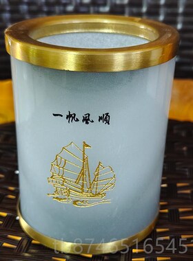 公桌笔筒家居玉石手工艺s摆创意装饰品实用商务礼件品办教师节