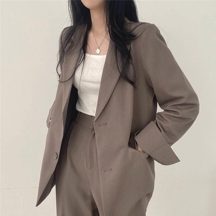 西装西裤女2023women spring autumn casual blazer jacket pants-图3