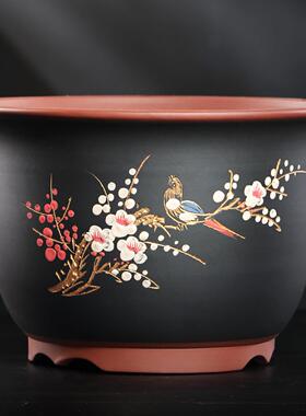 宜兴紫砂花盆兰花盆君子兰盆腊梅种树盆盆景海棠特大口径陶瓷清仓