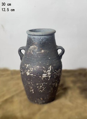清特价微瑕疵花盆孤品处理盆复古做旧泥瓦粗陶盆插干花花瓶摆件