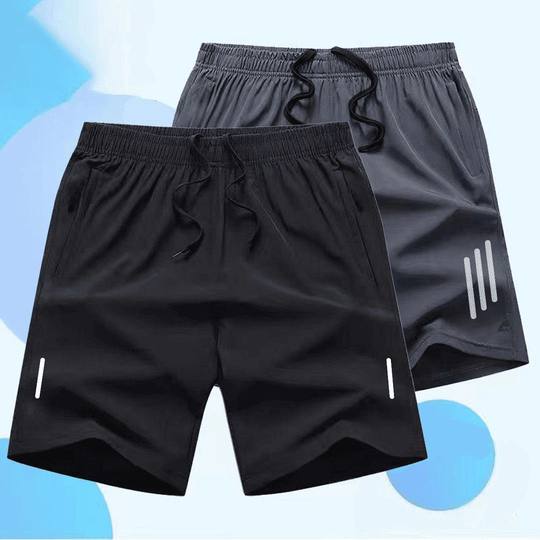 Summer ice silk shorts quick-drying breathable five-point pants for men's casual sports plus fat plus bigger fat beach pants