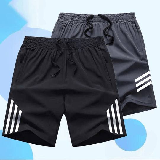 Summer ice silk shorts quick-drying breathable five-point pants for men's casual sports plus fat plus bigger fat beach pants