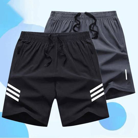 Summer ice silk shorts quick-drying breathable five-point pants for men's casual sports plus fat plus bigger fat beach pants