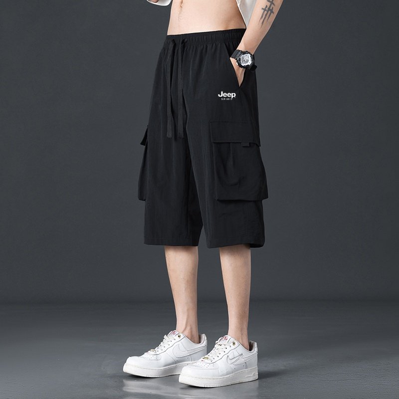 吉普JEEP冰丝短裤男夏季薄款速干运动七分裤美式工装外穿男士中裤,淘宝优惠券,粉丝福利购,淘宝优惠卷