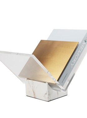 现代简约大理石亚克力书架u书档书报夹摆件杂志架售楼处软装饰品