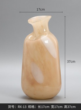 落地玻璃花瓶大号复古条纹现代简约客厅样板房家居软X装摆件插花