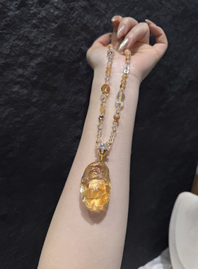 天然巴西黄狐狸牌吊坠九尾狐牌项链黄水狐牌水晶水晶招财转运许愿
