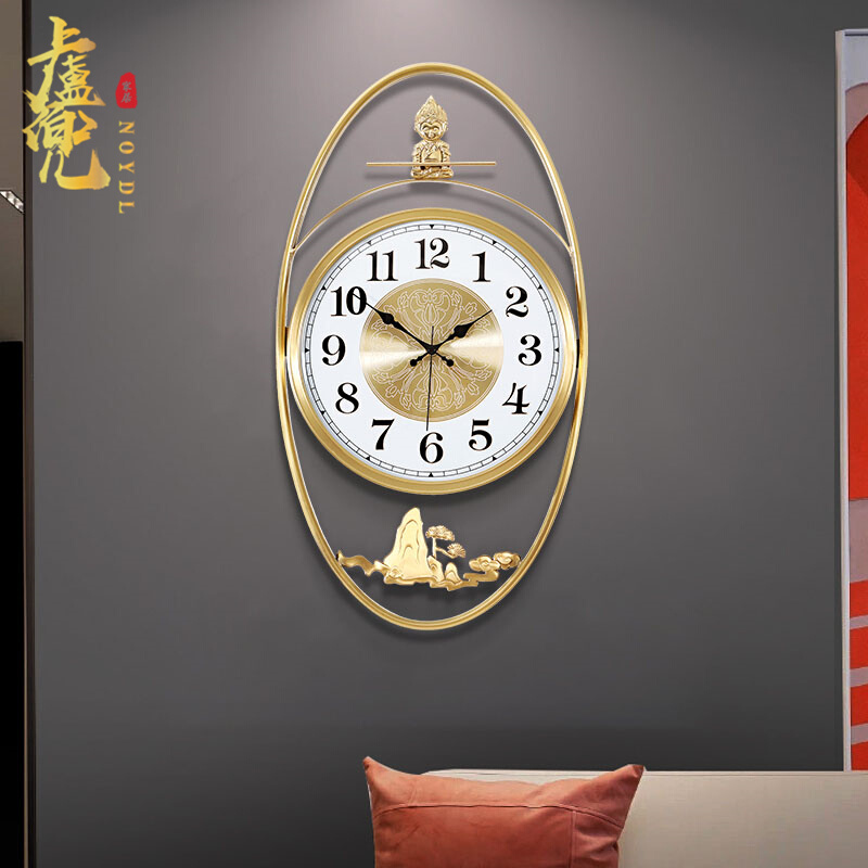 NOYDL新中式黄铜挂钟轻奢钟表客厅家用时尚创意时钟悟空装饰挂表