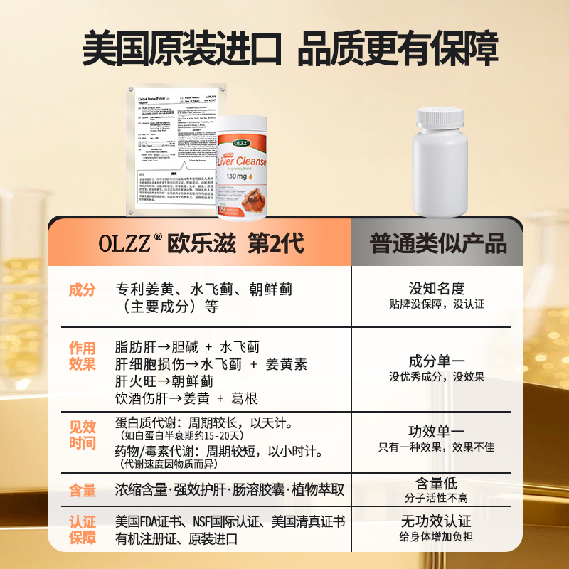 跨境进口OLZZ净肝胶囊成分C3姜黄奶蓟草护肝熬夜常备*3瓶装
