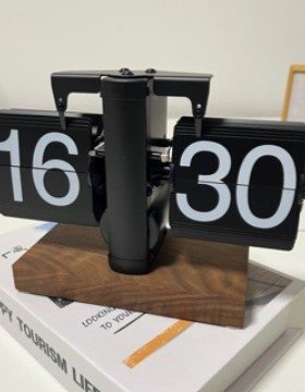 创意个性机械复古自动翻页时钟简约数字座钟客厅摆件钟表