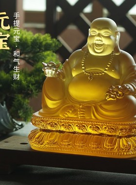 极速大肚弥勒佛菩萨摆件琉璃招A财笑佛像供奉家居用品客厅玄关开