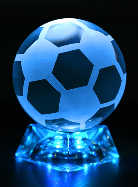 极速大小号透明白水晶o足球七彩发光灯座男朋友情人节生日礼物小