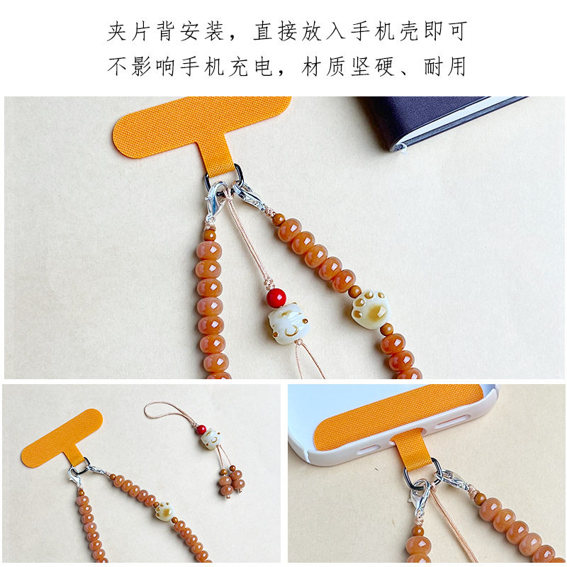 手机链挂饰天然风化菩提手机链中式国潮招财猫手腕款手机挂饰挂件,淘宝优惠券,粉丝福利购,淘宝优惠卷