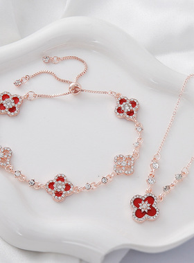 轻奢清新贝壳四叶草手链女款