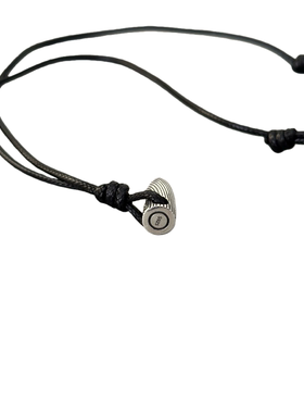 WANGWANG纹路藤蔓子弹头情侣925纯银潮流镂皮绳百搭情侣吊坠项链