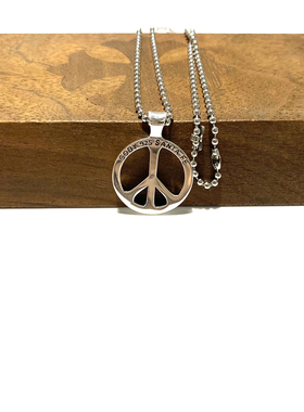 WANGWANG925纯银CS五角星反战镂空2MM情侣挂坠银饰泰银吊坠项链