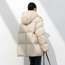 YCCGOOSE down jacket woman mid length 90 white goose down puff puff Relax Casual Fashion Thickened Coat Winter