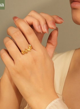 NININA金店同款缤纷蝴蝶戒指女素圈开口戒子百搭新款送女友礼物