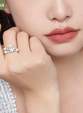 满天星珍珠戒指NININA锆石小众女