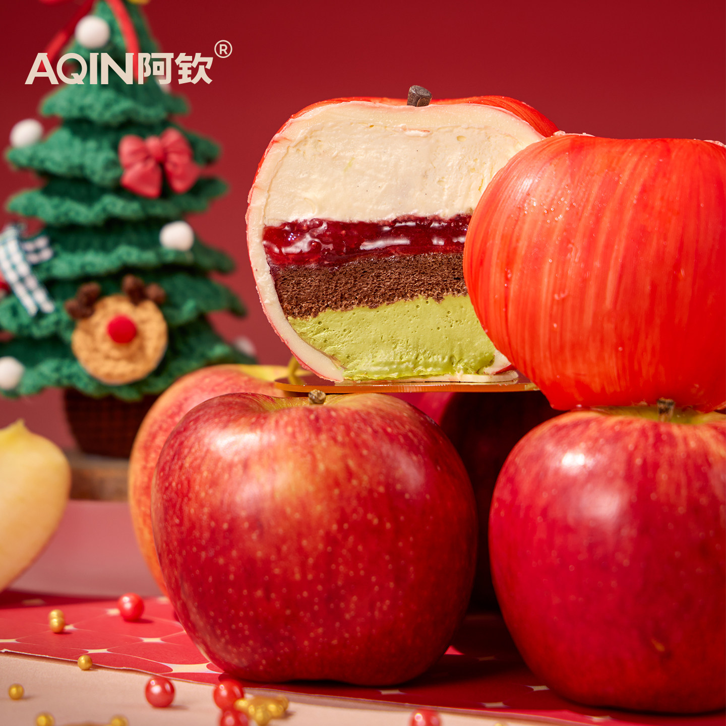 AQIN阿钦圣诞节平安果蛋糕慕斯蛋糕