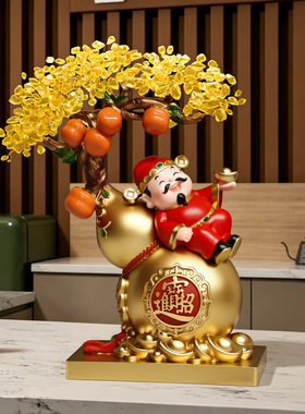 新中式财神爷招财摆件开业礼物
