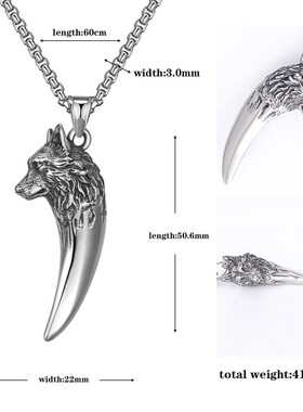 极速Puank Hip Hop Wolf Teeth Spike Cast Titanium Steel Men N