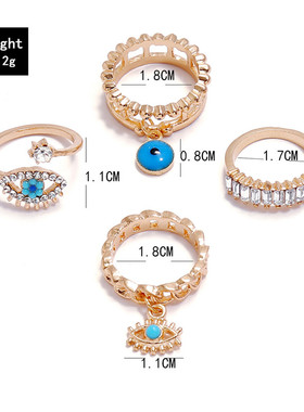 极速4Pcs/Set Golkd Color Evil Eye Rings For Women Vintage Bo