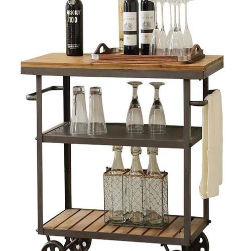 极速复古实木餐车酒水茶水手推车移动H厨房置物架三层小推车餐边 - 图3