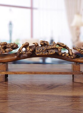 极速鸟语花香摆件如意p梅花喜鹊实木雕客厅玄关电视柜摆设乔迁新