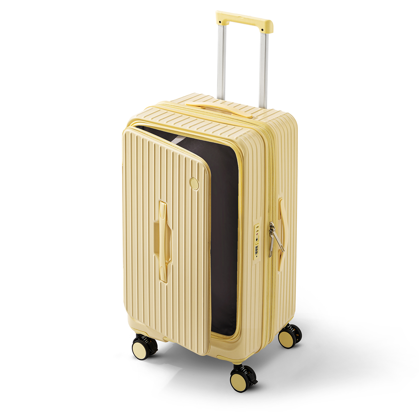 主动派行李箱新款纯PC防爆拉链多功能扩容大容量侧开口拉杆登机箱 - 图3